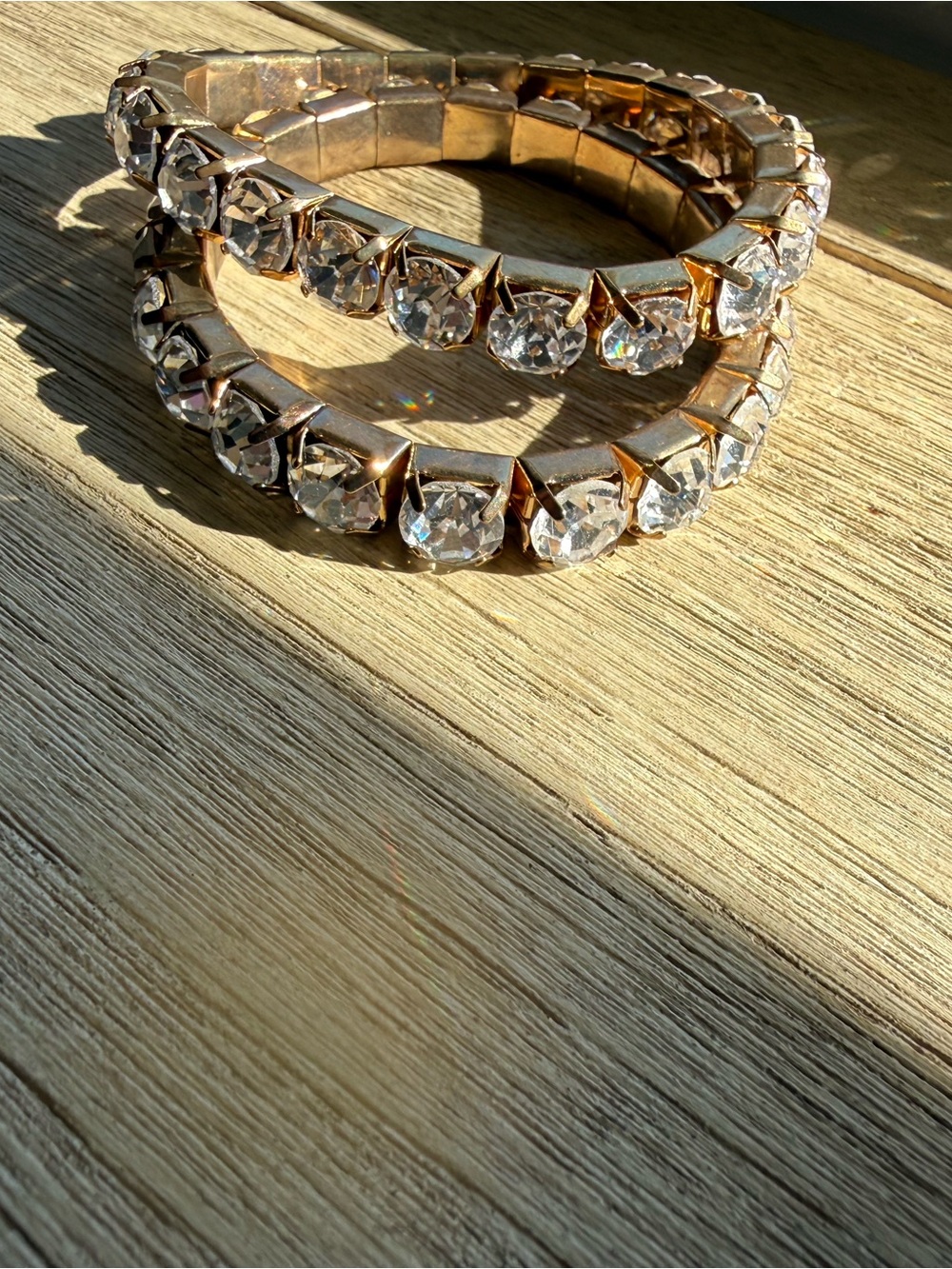 Gold-Tone Crystal Bracelets - Stretchy - Picture 3 of 4